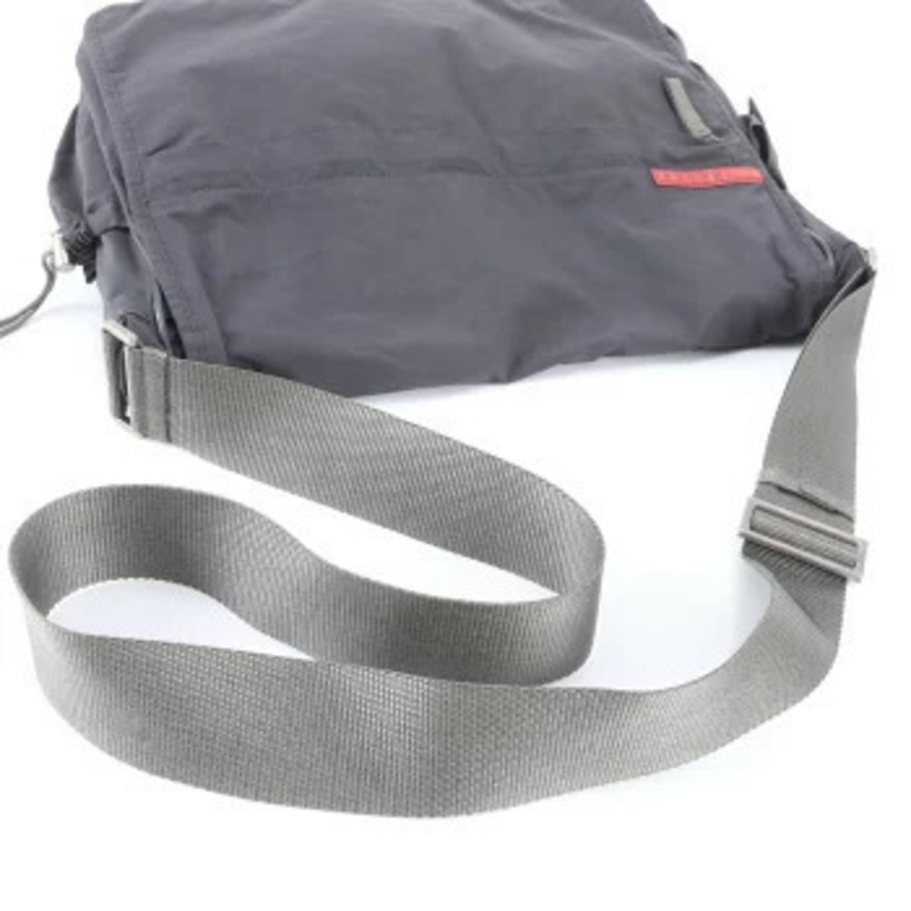 Prada Sport Bag Leather Messenger Crossbody Business Shoulder Gray